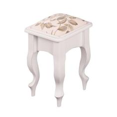 Imagem de Banqueta Baixa de Madeira Antique Estofada para Penteadeira - 1021 - M
