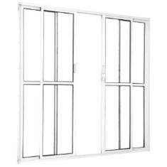 Imagem de Porta de Alumínio Sacada 4 Folhas Branca Linha 25 Com Fechadura - DC