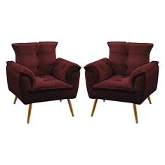 Imagem de Kit 2 Poltronas Opala Sued Bordô Aradecor