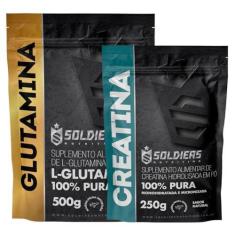 Imagem de Soldiers Nutrition, Kit: Creatina Monohidratada 250g + Glutamina 500g - 100% Pura Importada - Soldiers Nutrition