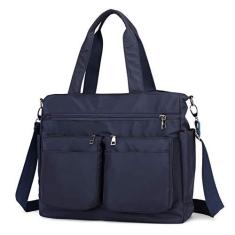 Imagem de POPOTI Bolsa de ombro feminina, bolsa tiracolo Hobos Nylon impermeável com bolsos, Azul marinho, One_Size