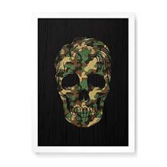 Imagem de Arte Maníacos Quadro Decorativo em Madeira Caveira Militar Central - 23x16,25cm (Moldura caixa em laca )