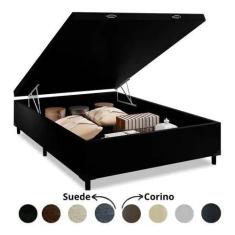 Imagem de Box Baú Casal Suede Preto 138X188 - Sp Móveis
