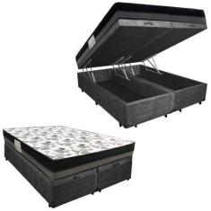 Imagem de Cama Box Baú Casal Suede Bipartido + Colchão Ortobom Iso Dupla Face 13