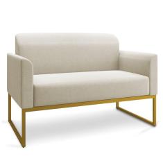 Imagem de Namoradeira 02 Lugares Linho Grosso Bege Dourado