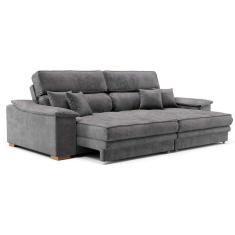 Imagem de sofá 3 lugares retrátil e reclinável lupin veludo grafite