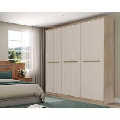 Imagem de Guarda Roupa Casal 6 Portas e 3 Gavetas Belmont 1154 Noce/Off White - Carraro