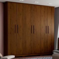 Imagem de Guarda-Roupa Casal Lima 6 Portas 3 Gavetas Castanho Hp - Henn