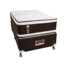 Imagem de Cama Box Solteirão Castor Selle P Double com Revestimento em Tecido Suede + Colchão com Molejo Tecnopedic, Euro Pillow 34x100x200cm – Marrom e Bege