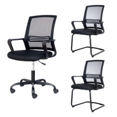 Imagem de Kit Cadeiras de Escritório, 1 Cadeira Bhitan com base giratória + 2 Cadeiras Bhutan bas...