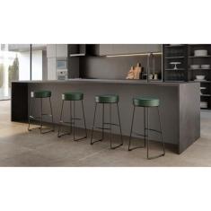 Imagem de Conjunto 4 Banquetas Nice em Aço Industrial Yescasa Preto/Verde Musgo