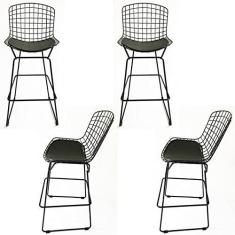 Imagem de Kit 4 Banquetas BERTÓIA preta altura 60cm - Poltronas do Sul