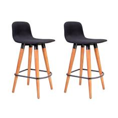 Imagem de Kit 2 Banquetas Baixa Linea Aço Preto Assento Preto