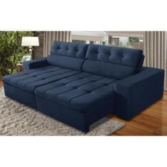 Imagem de Sofá Retrátil E Reclinável 3 Lugares Com Molas 2,70M Julia Suede Azul