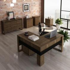 Imagem de Conjunto Home Office 6 Peças Nogal/preto Tecno Mobili Nogal/preto