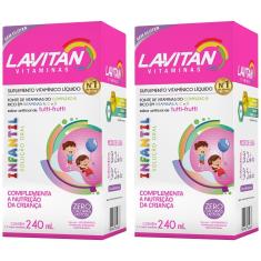 Imagem de 2x Lavitan infantil suplemento vitamínico mineral 240ml sabor tutti frutti cimed
