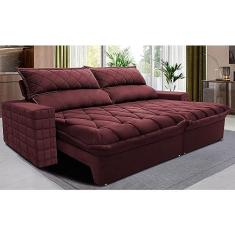 Imagem de Sofá Retrátil e Reclinável 2,35m Molas Ensacadas Cama Inbox Elegance com Thermogel Velusoft Vinho