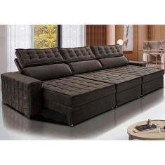 Imagem de Sofá Retrátil e Reclinável 3,55m Cama inBox Big Star com SoftGel D40 Velupluma Café
