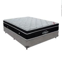 Imagem de Cama Box Casal Cinza E Colchão Ortobom Elegant Molas Ensacadas