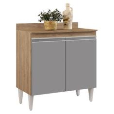 Imagem de Balcão de Cozinha Lavanderia com Tampo 02 Portas Sara Castanho e Cinza