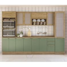 Imagem de Armário de Cozinha Modulada Completa Reta 8 peças 3,20m 218 Botanic Ka