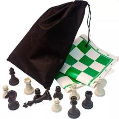 Imagem de Jogo De Xadrez Escolar Premium Tabuleiro 45cm Rei 10cm Com Bolsa - Dra