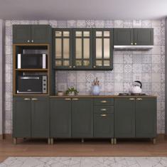 Imagem de Cozinha Completa Firenze 14 Portas 2 Gavetas com Vidro 6171.135 Chumbo