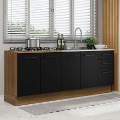 Imagem de Kit Com 2 Balcões De Cozinha 3 Gavetas 4 Portas Rustic Preto