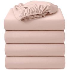 Imagem de Hotella Lençol com elástico 4 peças, 100% microfibra, tamanho king, 198 x 203 cm, lençol de baixo com bolso profundo de qualidade hoteleira, adequado para colchões de 15 cm, 20 cm, 35 cm, lavável na