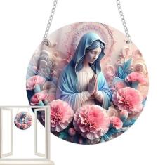 Imagem de Ornamentos para árvores de Natal da Virgem Maria, Ornamentos para árvores de Natal da Virgem Maria, Enfeites planos de acrílico para árvore de Natal, Enfeites de Natal religiosos, decoração católica r