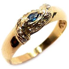 Imagem de Anel em ouro 18k com diamantes e safira - 2ABS0001