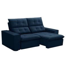 Imagem de Sofá 3 Lugares Retrátil E Reclinável Palermo Veludo Azul - Ferguile