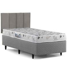 Imagem de Cama Box com Cabeceira Solteiro Herval St. Louis, Espuma D28, 53x88x18