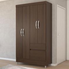Imagem de Guarda-Roupa Solteiro Londres 4 Portas 2 Gavetas Imbuia - Panorama Móveis