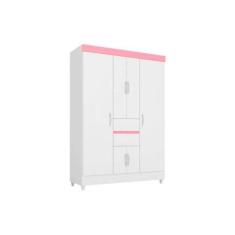 Imagem de Guarda Roupa Solteiro 6 Portas E 2 Gavetas Ecom Ii Branco/Rosa - Demób