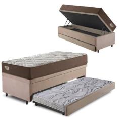 Imagem de Bicama Box Baú Com Suede Bege 120X203 Com Colchão Relax Adorabile Mola
