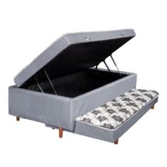 Imagem de Bicama Com Box Baú  Molas Ensacadas Solteiro Com Cama Auxiliar 3 Em 1