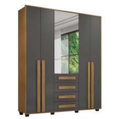 Imagem de Guarda Roupa 190cm 5 Portas Com Espelho Las Vegas Rv Móveis Cinamomo/G