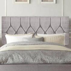 Imagem de Painel Estofada Istambul Botão Capitonê 195cm King Size Para Cama Box Quarto Suede Cinza Claro - Gat Magazine
