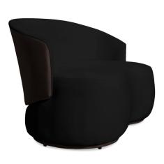 Imagem de Sofá Namoradeira 2 Lugares Decorativa Lara Veludo Preto/PU Marrom - Montanaris Decor