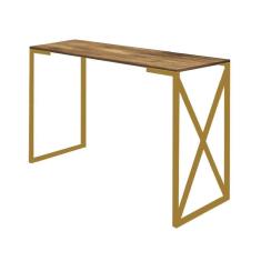 Imagem de Mesa Escrivaninha Mesa de Estudos Bex Home Office Ferro Dourado MDF Caramelo - Ahz Móveis