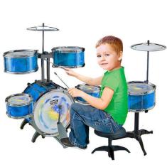 Imagem de Bateria Infantil Rock Baby 6 Tons Chimbal Baqueta Banquinho - Mila Toy