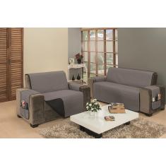 Imagem de Capa Para Sofa 2 E 3 Lugares Impermeável Macia Cinza Preto