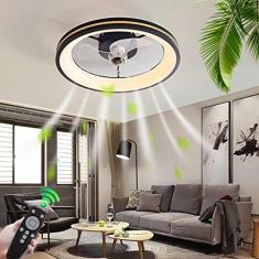 Imagem de Ventilador de teto com iluminação Ventilador interno Luz de teto Silenciosa Moderna Luz de ventilador de teto LED com temporizador de controle remoto para sala de estar Quarto Sala de jantar