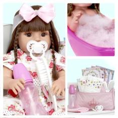 Imagem de Boneca Bebê Reborn Baby 100% Silicone + 14 Itens Lançamento - Cegonha