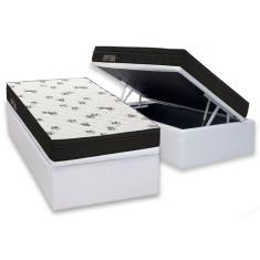 Imagem de Cama Box Baú Solteiro: Colchão Espuma Ortobom D45 Light Saúde OrtoPillow + Base CRC Courano White(88x188)