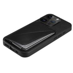Imagem de Capas de telefone com suporte de cartão de couro para iPhone 14 Plus 13 12 11 Pro XS Max XR SE 3 8 7 Capa traseira com suporte para capa de telefone, preta, para iPhone 14 Pro
