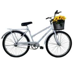Imagem de Bicicleta Retrô Aro 26 Freio V-Brake Cesta Branco