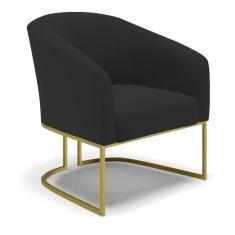 Imagem de Sofá Namoradeira E 2 Poltronas Base Industrial Dourado Stella Veludo D03 - D`rossi Cor Preto