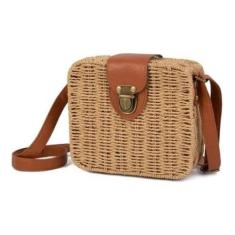 Imagem de Bolsa De Palha Sintética Quadrada Feminina Moda Praia Atacado Bl086 -